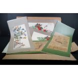 A large collection of unmounted oriental pictures / scrolls.