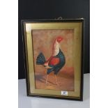 Hogarth Framed Oil Painting of a Fighting Cockerel