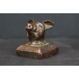 Bronze Seal with Pig finial and Chinese character marks to base, 4cm high