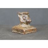 Bronze Seal with Monkey Head finial with Chinese character marks to base, 4cm high