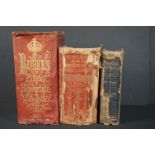 Three antique hardback books to include Burkes Peerage 1893, Mrs Beetons book of household