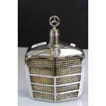 Mid century Novelty Flask in the form of a Mercedes Benz Radiator Grill with screw on lid, 21cm high