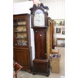 19th century Mahogany 8 day Longcase Clock, the painted 13" face with arched moon dial, Roman and