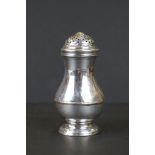 A 19th century fully hallmarked sterling silver pepperette, assay marked for London.