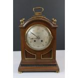 Edwardian Mahogany and Brass Mounted George III style Bracket Clock, the domed top with brass