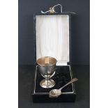 Silver Egg Cup & Spoon Christening Set in a fitted case