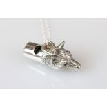 Silver Fox Whistle with Ruby Eyes