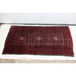 Iranian Wool Red Ground Rug 184cm x 100cm