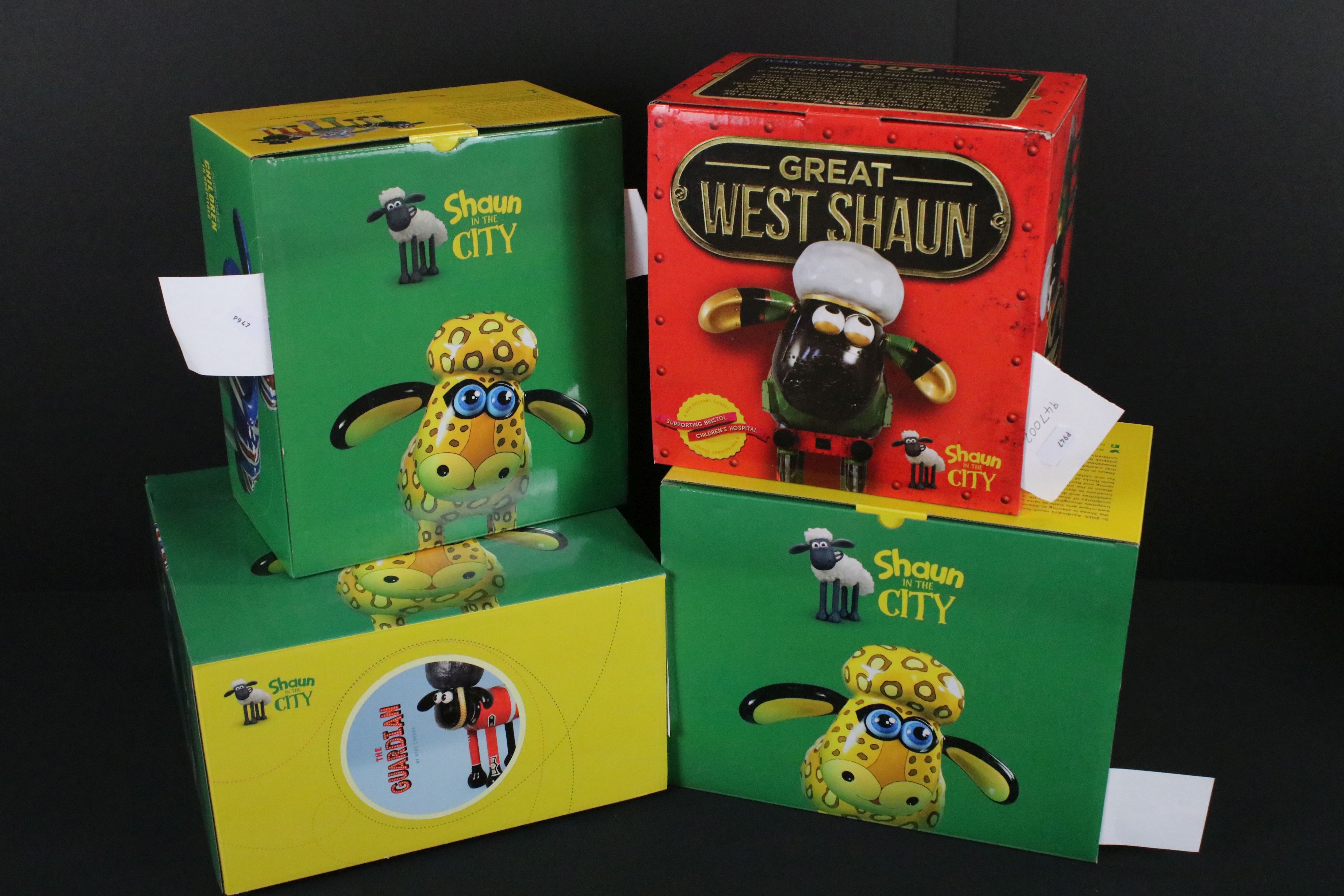 Four Boxed Aardman Animations Ltd Shaun in the City Figurines including Great West Shaun, The