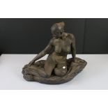 Walter Awlson, Ceramic Figure of a Naked Woman, signed to rear of base, 14" high x 17" wide