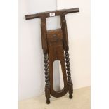 Late 19th / Early 20th century Oak Boot Jack with barley-twist supports, 86cm high