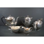 S.S.P. Ltd Sheffield E.P.N.S Three Piece Tea Set comprising Teapot, Sugar Bowl and Cream Jug