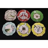 Set of Six ' Nature Table ' Plates designed by Lou Rota, 24cm diameter