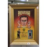 David Hall - Oil Painting on Canvas of Harry Houdini signed lower left, 29cm x 45cm, framed