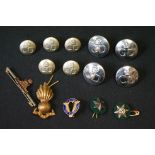 A Collection Of World War Two Civil Defence Buttons Together With A Royal Artillery Sweetheart