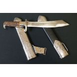 A World War Two German Reichsarbeitsdienst Labour Service Dagger With Antler Handles, Together