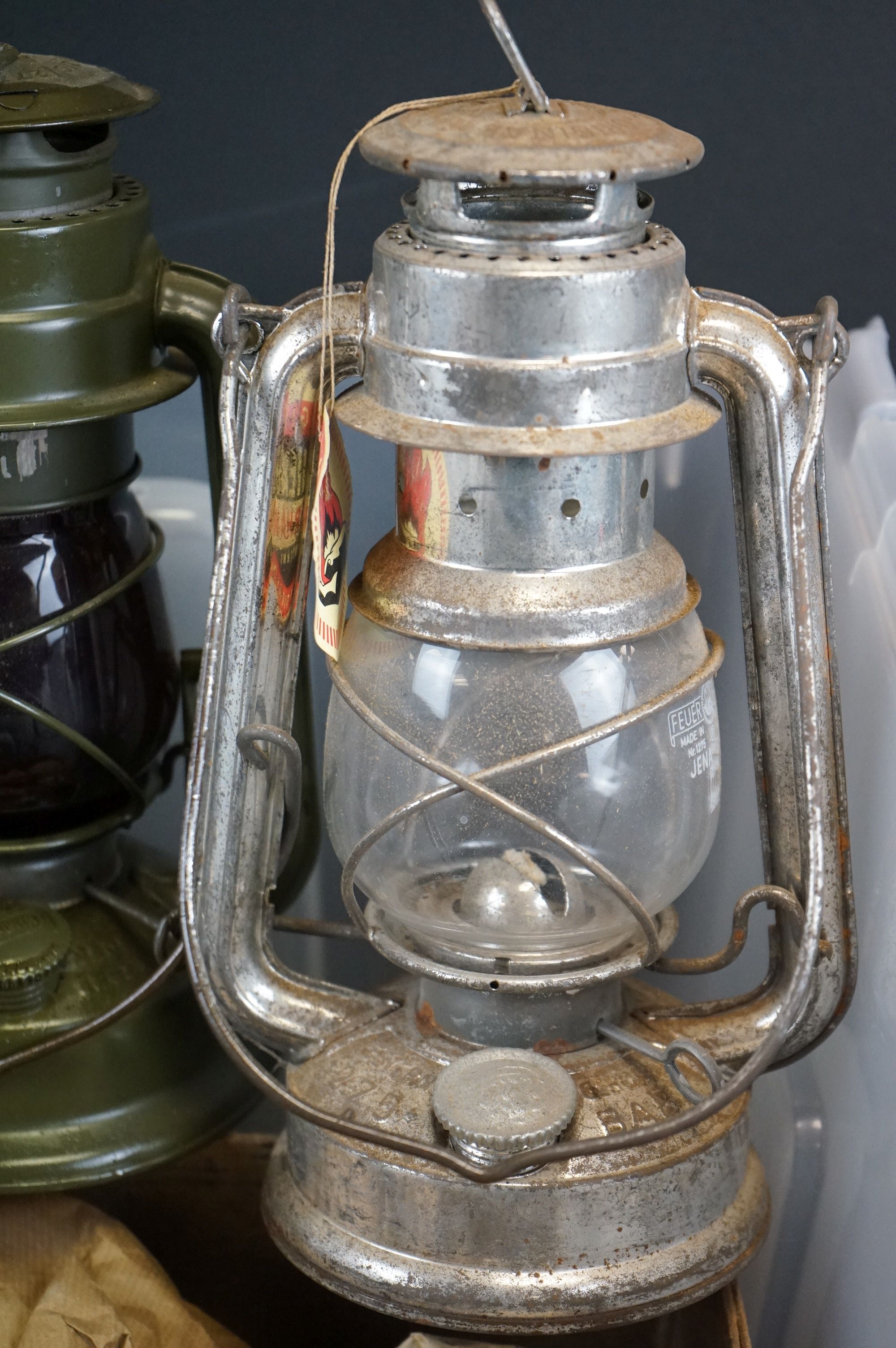 A Collection Of Three British Military Storm Lanterns Together With A Quantity Of Spares Glass - Image 4 of 5