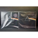 Vinyl - Pink Floyd two copies of Dark Side Of The Moon (SHVL 804). Both have stickered sleeves,