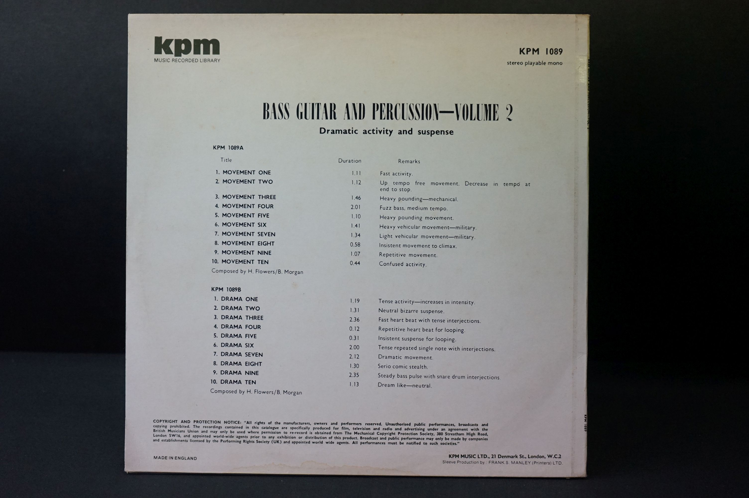 Vinyl - Vinyl - Library Music - KPM Music Recorded Library - Bass Guitar And Percussion Vol. 2 - Image 4 of 4