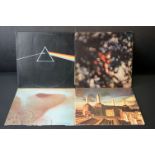 Vinyl - 4 Pink Floyd LP's to include Dark Side Of The Moon (SHVL 804) 2 postcards / stickers and 1