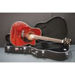 Guitar - Takamine EG-334RC electro acoustic guitar in burgundy finish. Comes with a Stronghold