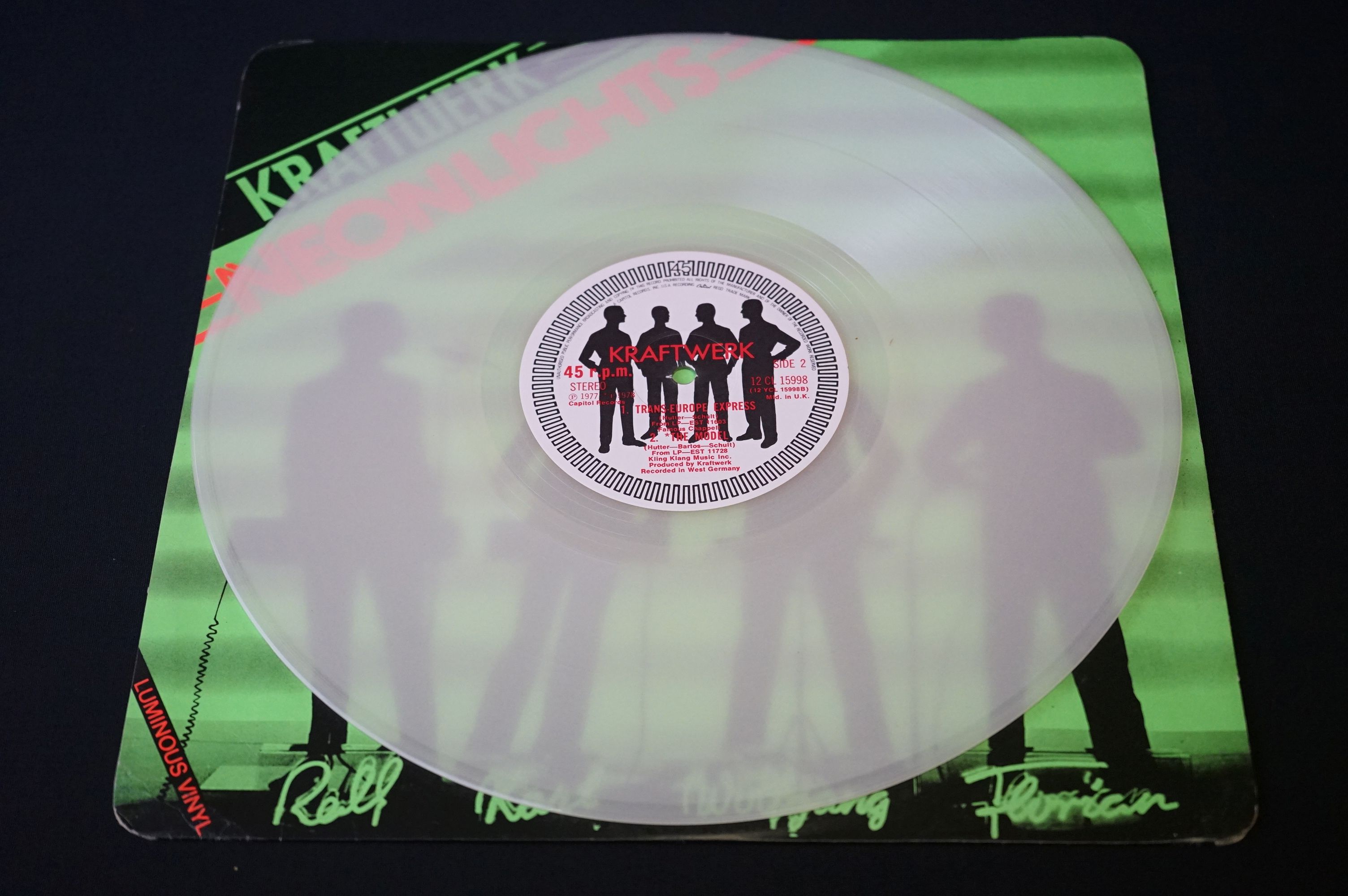 Vinyl - Kraftwerk - Neon Lights. Rare Uk 12? Promo 1st pressing 1977, luminous vinyl, Promo Gold - Image 2 of 4