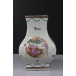 Chinese Square Baluster Vase decorated with panels of European Figures, character seal mark to base,