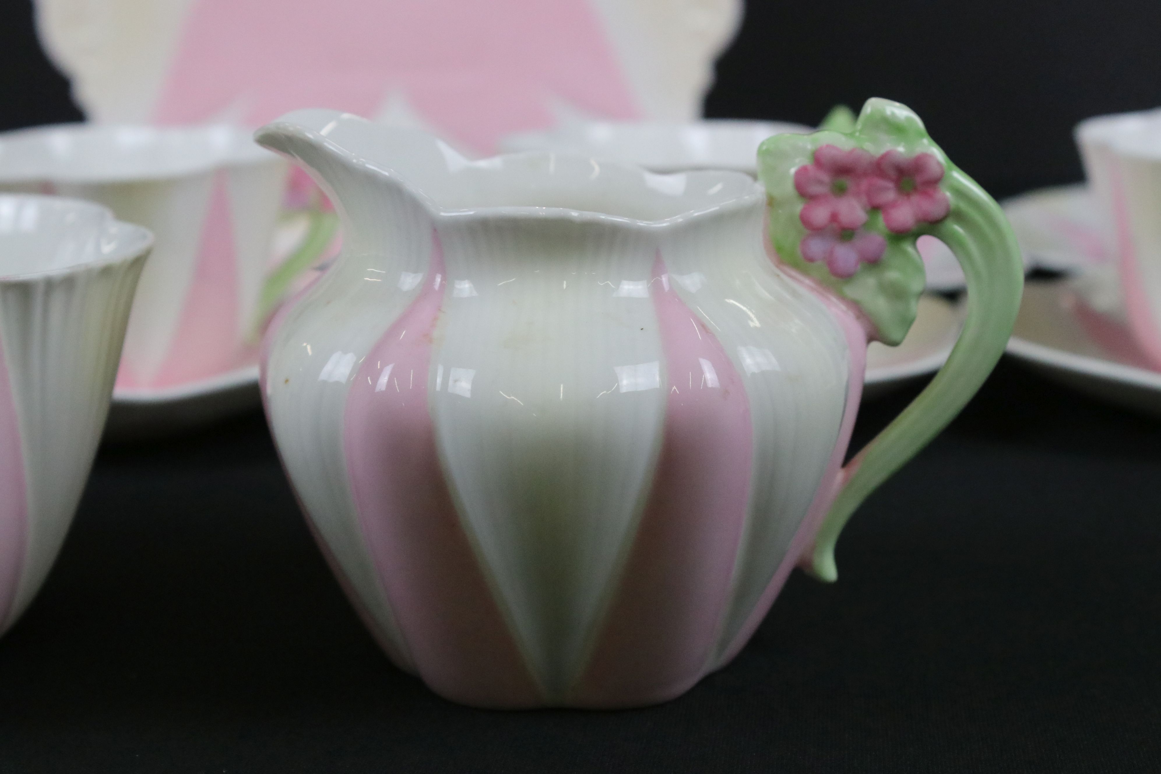 Shelley Dainty Part Tea Set, the bodies decorated in pink and white, the handles decorated in - Image 2 of 11