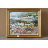 Ira Englefield (born 1912) a gilt framed oil painting, Impressionist English coastal scene with