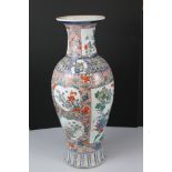 Large Chinese Famille Verte Baluster Vase decorated with flowers, 62cm high