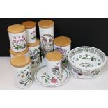 A collection of Portmeirion Botanic Garden to include eight lidded storage jars, two plates and a