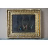 Oil Painting on Canvas in the manner of an Italian Oil Master depicting figures within an interior