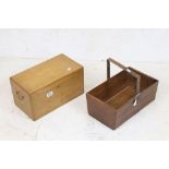 Small vintage pine tack box, together with a vintage produce trug from Guernsey (2)