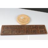 Scottish Wooden Thistle Butter Mould 19cm diameter together with Treen Chocolate / Confectionery