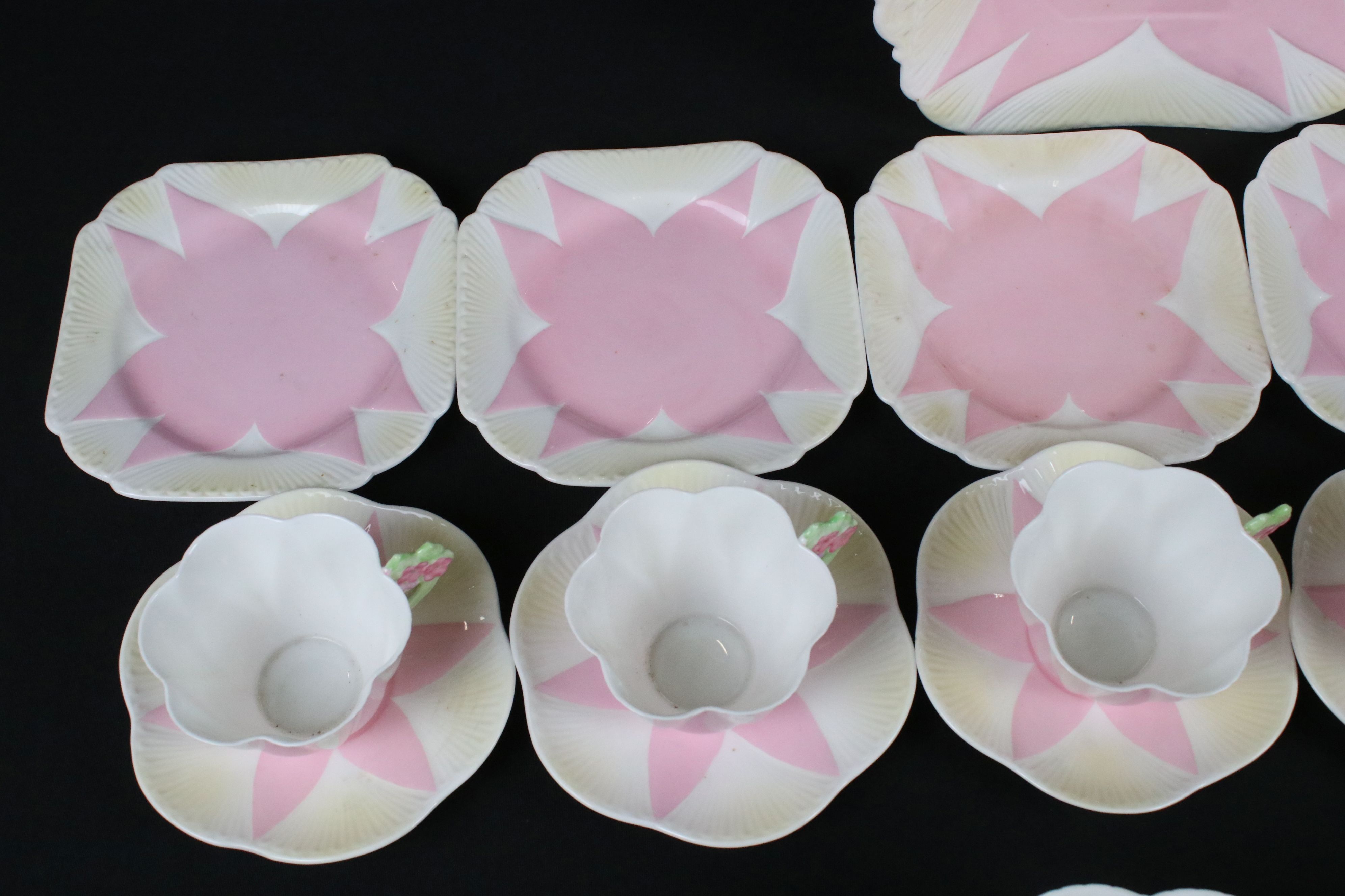 Shelley Dainty Part Tea Set, the bodies decorated in pink and white, the handles decorated in - Image 6 of 11