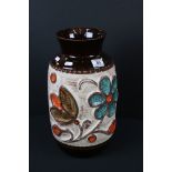 Bay Keramik West German / Germany Large Ceramic Vase with moulded flower decoration marked to base