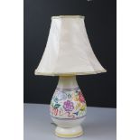 Poole Pottery Table Lamp, shape 673A decorated in the blue cockerel and yellow bird pattern, with