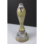 Royal Doulton Stoneware Lamp Base, mottled green and blue ground with moulded floral decoration,