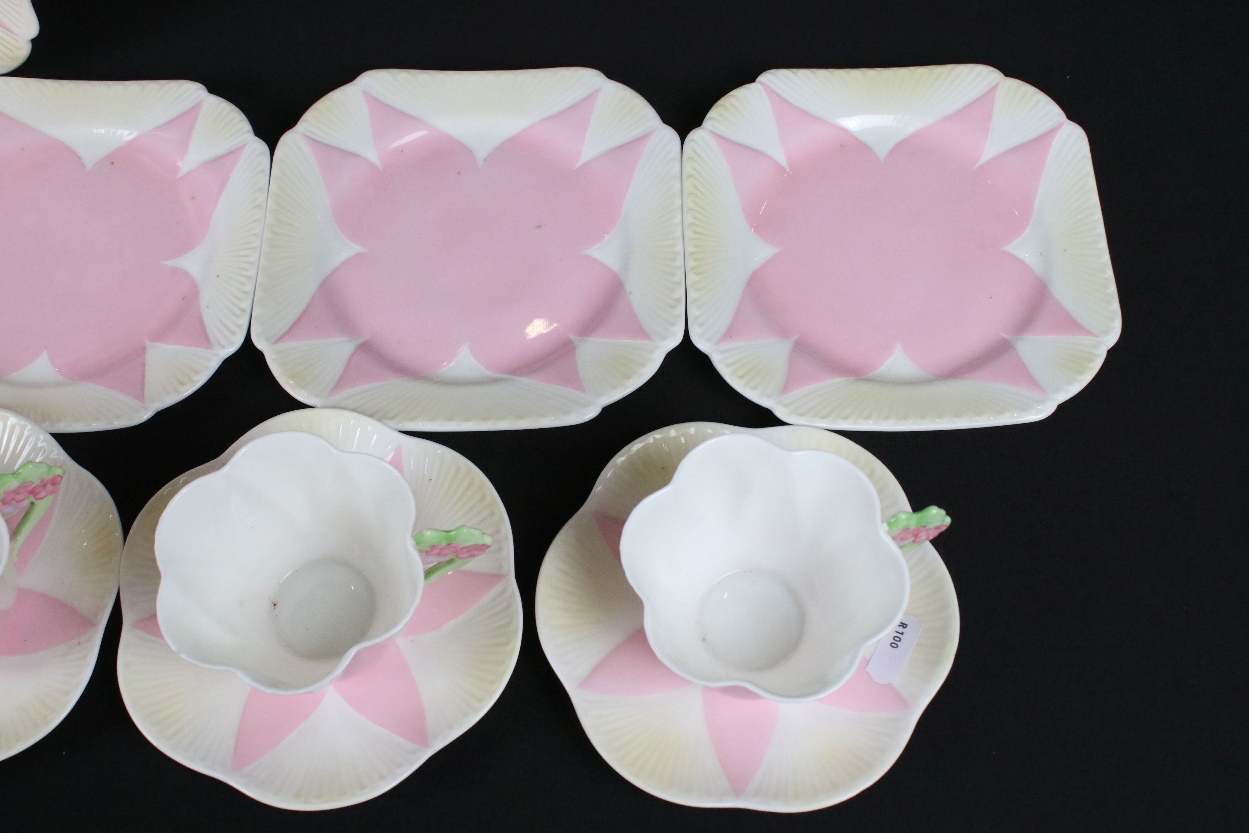 Shelley Dainty Part Tea Set, the bodies decorated in pink and white, the handles decorated in - Image 8 of 11