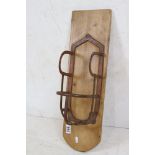 Antique Metal Horse Bridle Rack mounted on a Pine Plinth, 62cm high