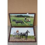 Pair of Oil Paintings on Board of Horse and Carts signed TW, 63cm x 41cm, framed