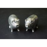 Pair of silver plated novelty condiments in the form of pigs