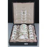 Cased set of six Wedgwood Cuckoo pattern cups and saucers