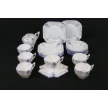 Shelley Blue Iris Part Tea Set in the Queen Anne shape comprising 6 Cups, 6 Saucers, 6 Tea Plates,