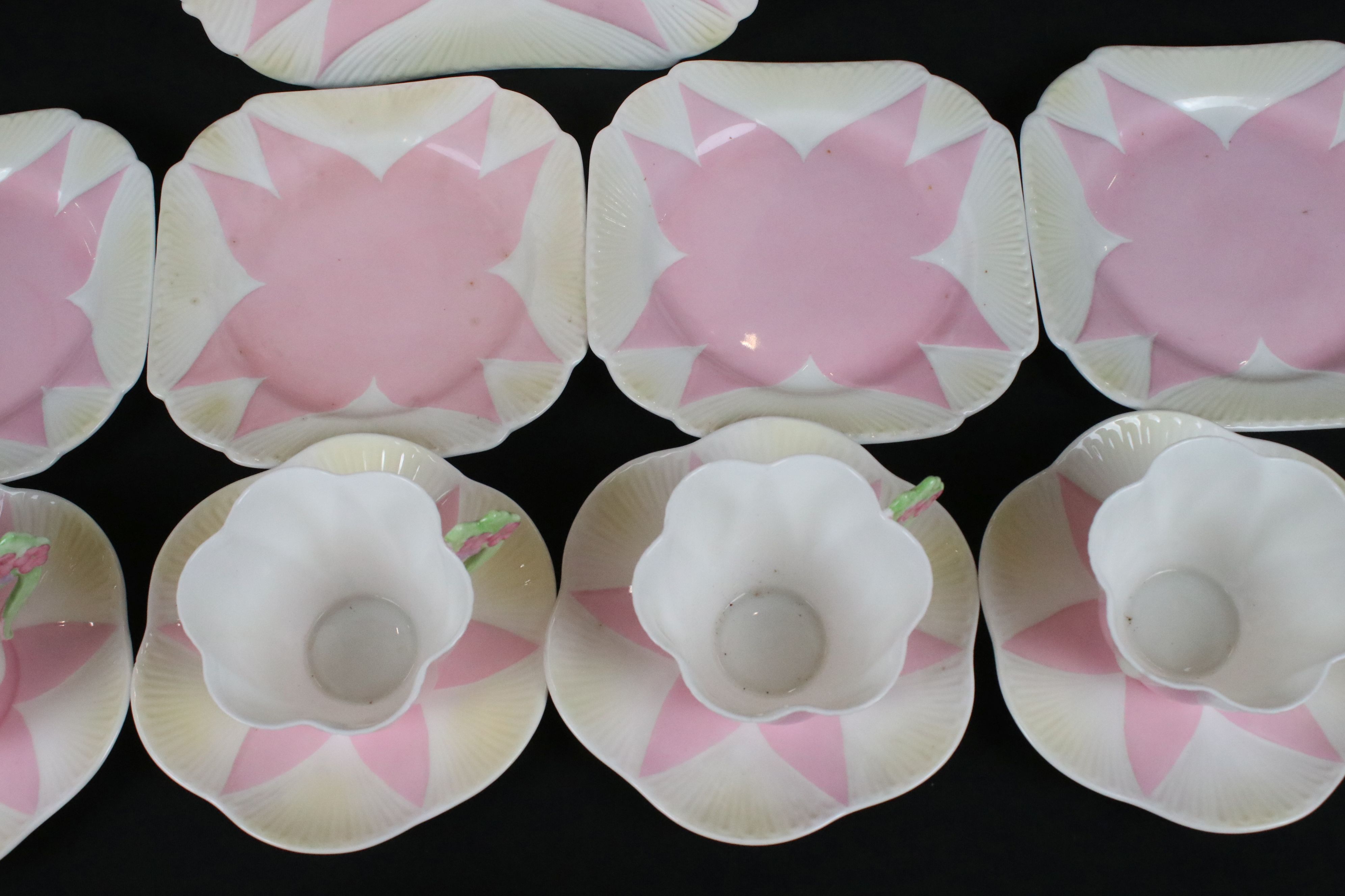 Shelley Dainty Part Tea Set, the bodies decorated in pink and white, the handles decorated in - Image 7 of 11