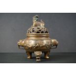 Chinese Bronze Incense Burner, marked to base, 18cm high