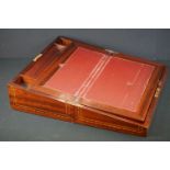 19th century Mahogany and Satinwood Inlaid Writing Slope Box with fitted interior, 46cm long x