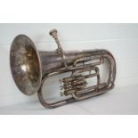 A vintage silver plated three valve euphonium.