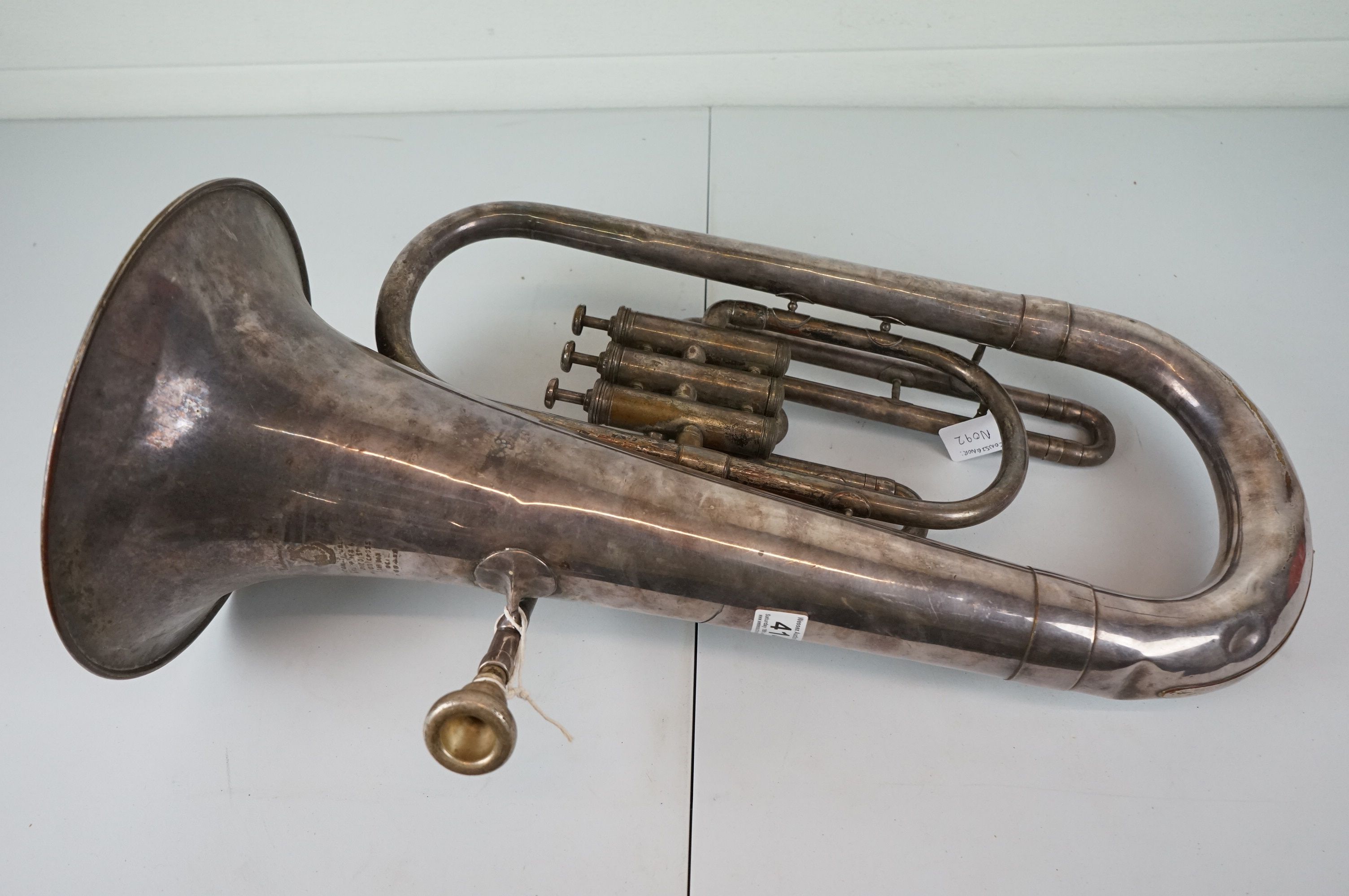 A vintage silver plated three valve euphonium. - Image 3 of 6