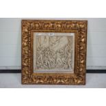 Marble carved plaque depicting the death of Nelson ' England expects every man to do his duty ' 34cm